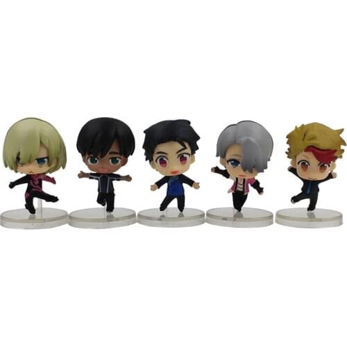 5pcs/lot Yuri on Ice Victor Plisetsky Makkachin PVC Action Figure Resin Collection Model Toy Doll Gifts