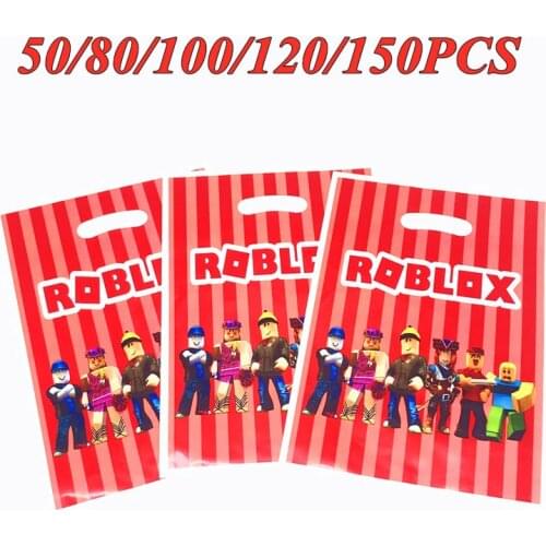 50/80 PCS Kids Favors Gift Bags Happy Birthday Party Decoration Baby Shower Roblo Game Theme Plastic Loot Bags Events Supplies