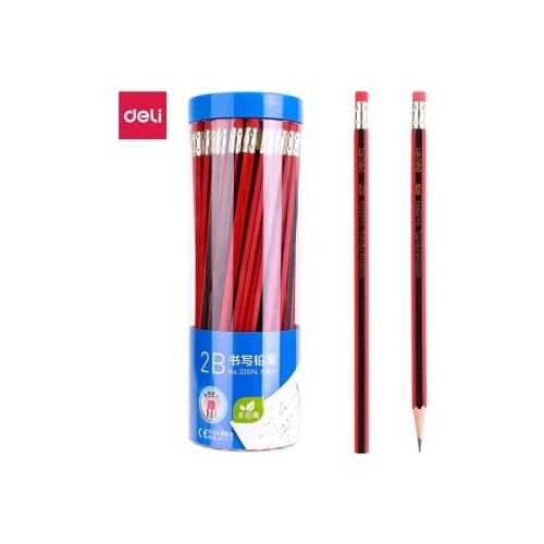 50Pcs Deli 33594 Eco-friendly Wood Pencil 2B Black Hexagonal Non-toxic Standard Pencil Cute Stationery Office School Supplies