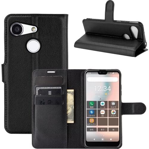 Case for Kyocera Android One S6 (5.8in) S6-KC Cover Wallet Card Stent Book Style Flip Leather Protect black KyoceraS6 S6KC