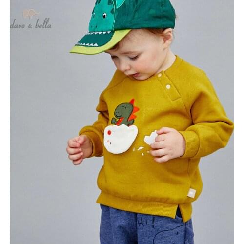 DB14892 dave bella autumn baby boys handsome cartoon T-shirt children tops boys fashion kids fashion tees