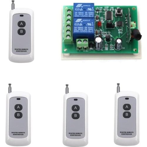 DC9V 24V 2CH Relay Receiver Wireless Remote Switch RF Radio Control Switches System Transmitter Learning Code Momentary 315Mhz
