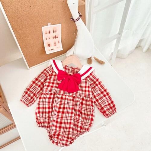 Baby clothes Plaid baby romper spring and autumn newborn clothes