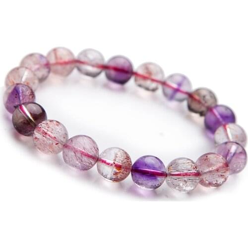 Precious Natural Super Seven Melody Stone Crystal Stretch Clear Round Bead Bracelets For Women 10mm AAAA