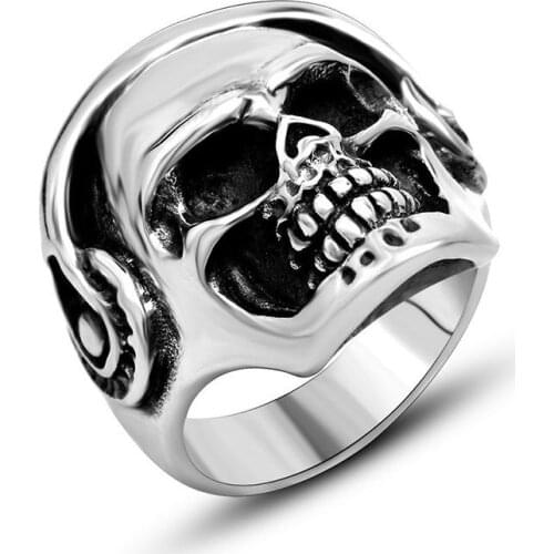Gothic mens ring biker skull viking stainless steel eagle male rings for men jewelry Punk Style 316L Titanium steel drop ship