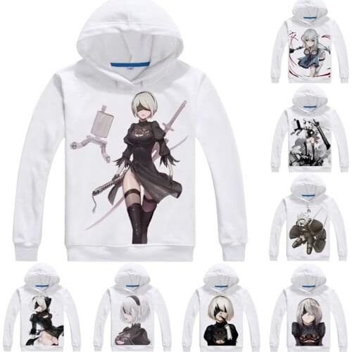 Nier Automata NieR 3D Hoodies Men Hip Hop Long Sleeve Hoodie Main Character 2B YoRHa 9S Cosplay Anime Sweatshirts Women Hoodies