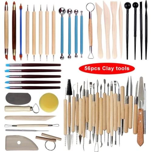 22/30/56pcs Arts Crafts Clay Sculpting Tools Pottery Carving Tool Set Pottery &amp Ceramics Wooden Handle Modeling Clay Tools
