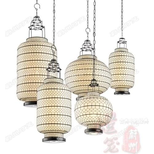 Classical Chinese Lantern Hand-woven Fabric Chandelier Hotel Antique Retro Restaurant Bar Iron Wire Support Custom-made