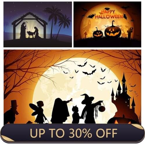 Halloween print wall picture spider horror pumpkin crazy cat witch retro tinplate haunted house party decoration canvas painting