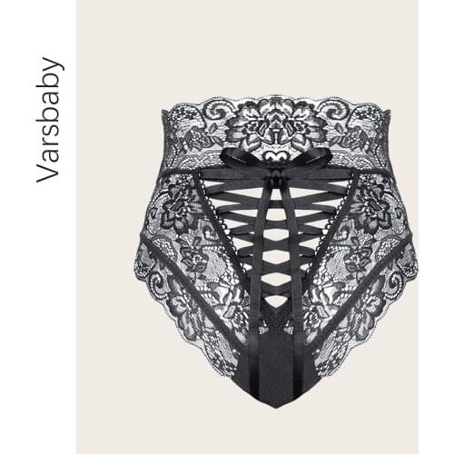 Varsbaby sexy skin-friendly brief high-rise floral lace underwear front hollow intimates comfortable S M L XL panties