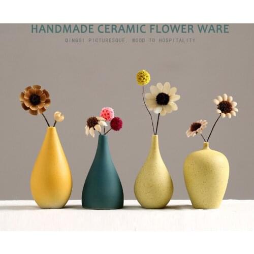 Handmade Ceramic Small Vase Nordic Home Decoration Ornaments Desktop Decoration Small Fresh Dried Flower Flower Arrangement