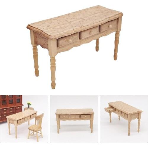 1:12 Scale Dollhouse Miniature Furniture Model Toy Mini Wood Table Desk Toy