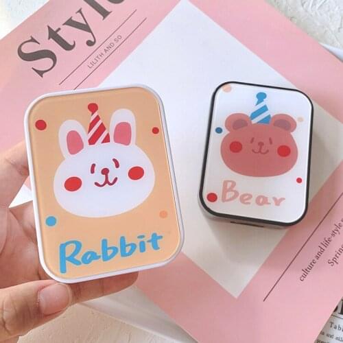 Circus bear Contact Lens Case with mirror Glasses Lenses Box for Unisex Eyes Care Kit Holder Container Support Gift