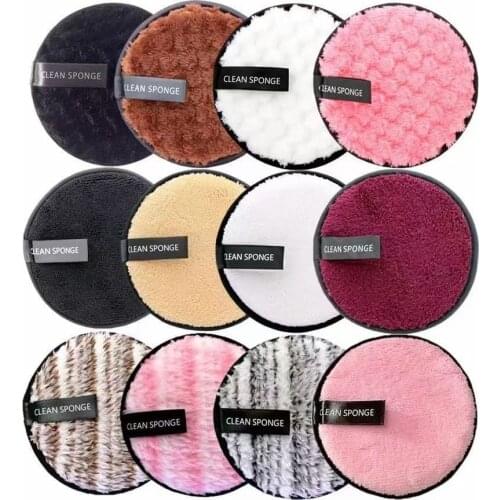 Reusable Makeup Remover Pads Cotton Wipes Microfiber Make Up Removal Sponge Cotton Cleaning Pads Tool Lazy Cleansing Powder Puff