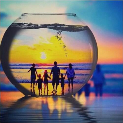 Sunset Sea Diamond Mosaic Painting Mediterranean Diamand Paint Complet Stones Picture Stickers Wall Decor New Hobby Diamond Dot