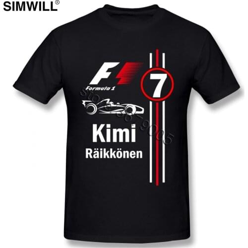 Fashion Kimi Raikkonen Tshirt Number 7 T shirt Men O Neck Short Sleeve Pure Cotton T-Shirts Guy Big Size Tees Top Fathers Gift
