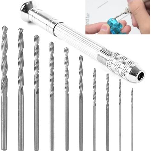 11Pcs Stainless steel Drill Bits Set Sturdy Rotary Tools Kit DIY Precision Pin Mini Twist Hand for Resin Keychain Making Wood