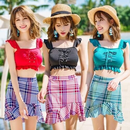 2021 New High Waist Bikini Sexy Female Swimsuit Women Two-piece Bikini set Padded Bather Bathing Suit Skirt Girl Slim Swimwear