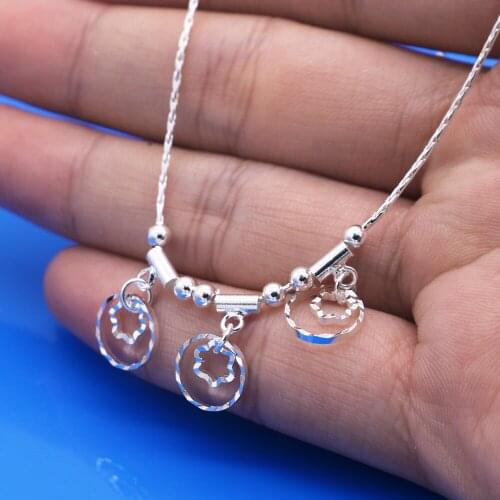 Fashion 925 sterling silver anklets for lady concise style flower 28cm foot chain silver foot jewelry girl gift