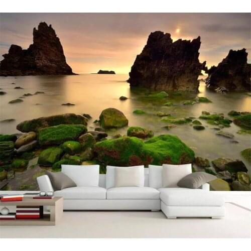 Beibehang Wallpaper customization 3D high-end fantasy color Aurora sea reef mural TV living room decoration background wall