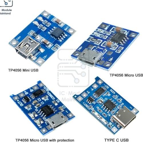 5PCS TC4056A TP4056 5V 1A 18650 Lithium Li-ion Battery Charger Module Mini Micro USB Type-C Power Supply Board With Protection