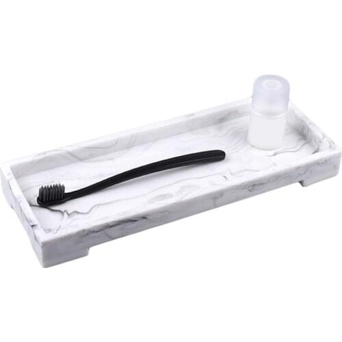Bathroom Tray, Marble Pattern Sink Tray,Resin Vanity Tray for Vanity Essentials Soap Towel Toothbrush Toothpaste or Other Toilet