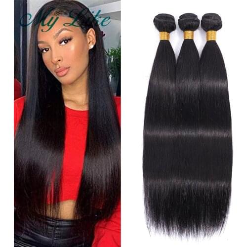 My Like Brazilian Straight Hair Weave 3/4 Bundles 8A Brazilian Human Hair Bundles Non-remy 100% Straight Human Hair Extensions