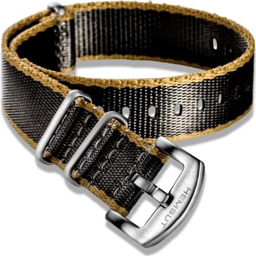 Nato Watch Band Nylon kHAQI Grey One piece Replace Seatbelt Watch Straps For Men or Women Watch 18mm 20mm 22mm 24mm