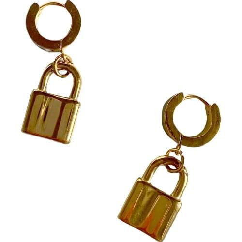 Earrings Padlock Huggie Hoops Earring African American Earringsaccessories Earrings Gold Stainless Steel for Men Women Lock