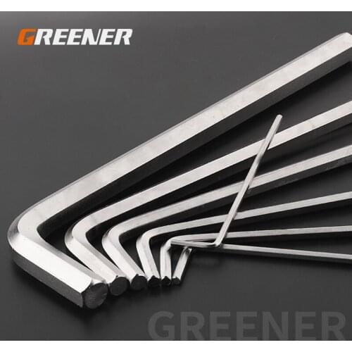 GREENER 1Pc 1.5MM-17MM Hex Key Allen Wrench Metric Size Chromium-Vanadium Steel Spanner Flat Head Long Manual Repair Tools