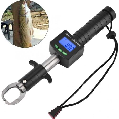 3 in 1 LED Digital Fish Lip Grabber Scale 25kg/55lb Fish Lip Gripper Grabber Pliers Scale with 1M Tape Measure fishing tackle
