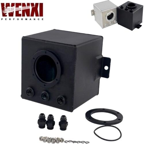 High performance 2L Billet Aluminium Fuel Surge Tank AN6 / AN6 SURGE TANK WITH FITTINGS SILVER & BLACK WX-TK83