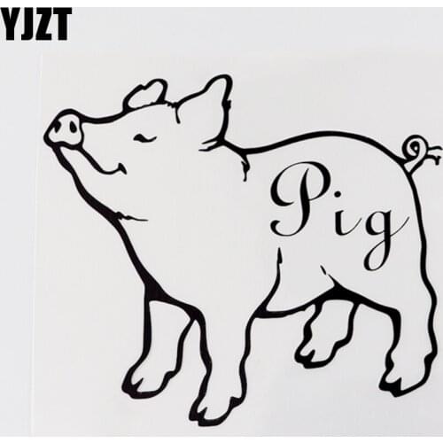 YJZT 15.2CM×13.5CM Interesting Animal Pig Vinyl Decal Car Sticker Black/Silver 13F-0067