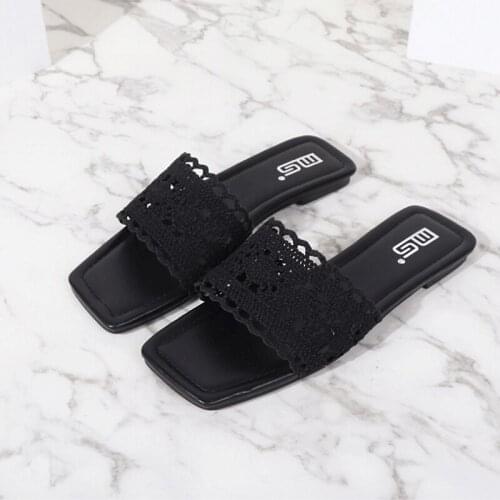 Women Slides 2021 Summer Beach Lace Soft Sole Slide Sandals Leisure Ladies Indoor And Outdoor Anti-slip Shoes Open-toe Flats