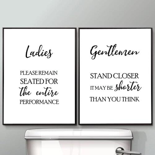 Ladies Gentleman Quotes Poster Canvas Painting Modern Abstract Minimalist Art For Living Bathroom Toilet Door Sign Home Decor