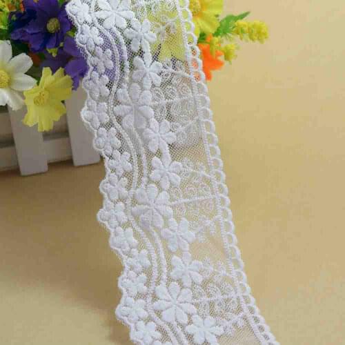 10yards 7cm white lace cotton embroidery lace french lace ribbon fabric guipure diy trims warp knitting sewing Accessories#3050