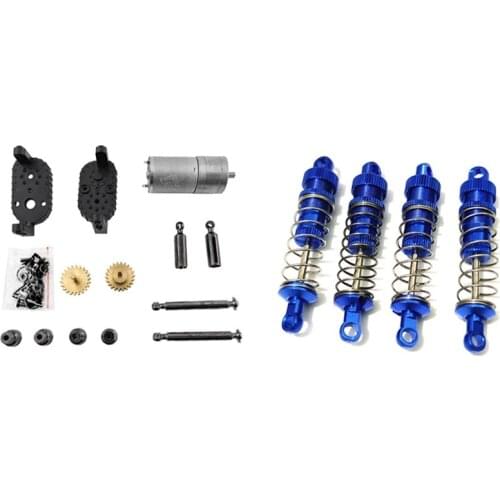 4Pcs Metal Front Rear Shock Absorber with Transfer Gear Box, Metal Gearbox Assembly Kit