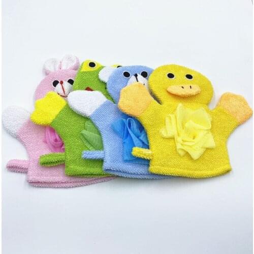 4pcs Bath Brush Kids Body Scrubber Exfoliating Sponge Cartoon Animal Shower Gloves Skin Cleaner Cleaning Tool for Children