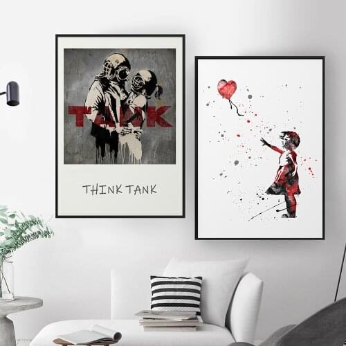 Banksy Hope Graffiti Urban Painting Gift Wall Art Prints Vintage Banksy Think Tank Graffiti Gallery Canvas Poster Home Decor