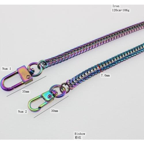 110-130cm Rainbow Width 7mm rainbow chain bags purses strap replacement metal chain DIy handle accessories