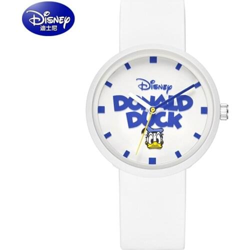 Disney Official Unisex Men Women Casual Quartz Wristwatches Donald Duck Cartoon Dial Silicone Boys Girls Students Gift New Clock