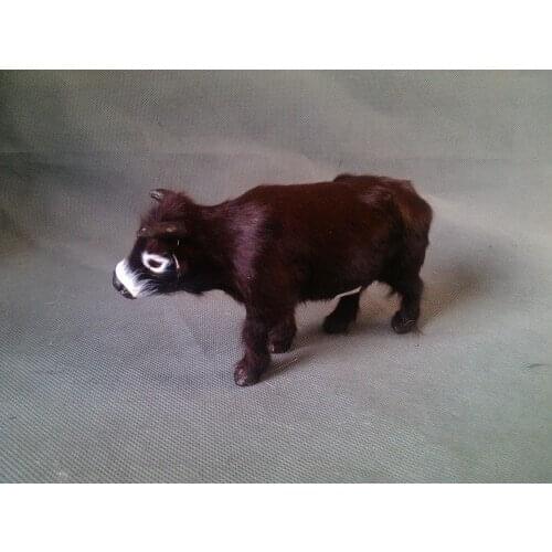 About 14x7cm black cattle Handmade craft model ,polyethylene&furs toy home decoration Xmas gift w4130