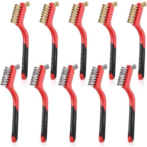 For cleaning welding slag rust 10 steel wire brushes, brass and stainless steel brush heads, for cleaning curly scrapers