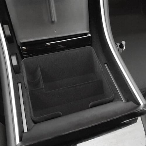 For Tesla Model 3 2017-2019 Center Console Flocking Storage Box Armrest Box Storage Box Car Interior Modification