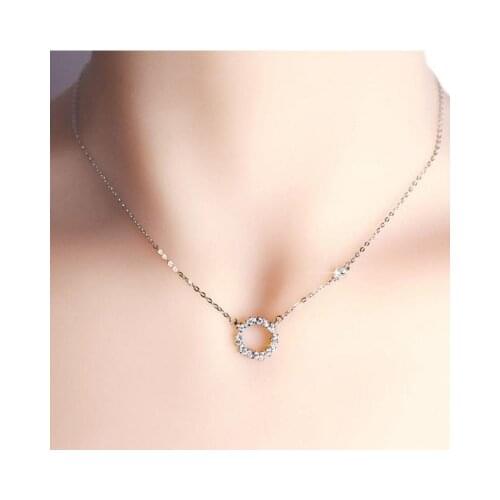 DreamySky Drop Shipping Real Circle Silver Color Necklaces For Women Jewelry Collar Colar de Plata