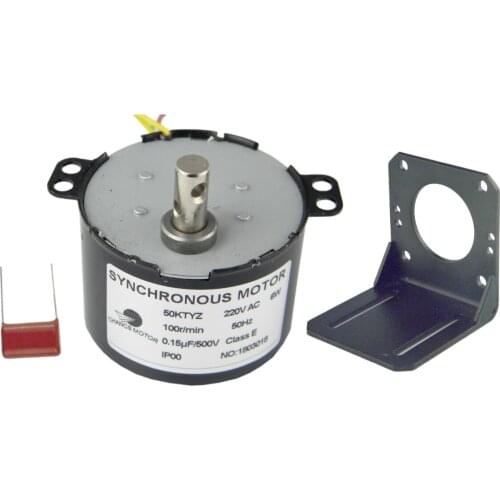 Electric Synchronous Motor Large Torque Small Motor 50KTYZ 220V 100-120RPM Slow Speed With Fixed Bracket Set