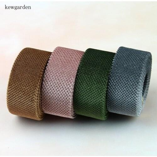 Kewgarden 10mm 25mm 4cm 1.5" 1" Flocking Fabric Layering Cloth Ribbon Handmade Tape DIY Hair Bow tie Accessories Webbing 8 Meter