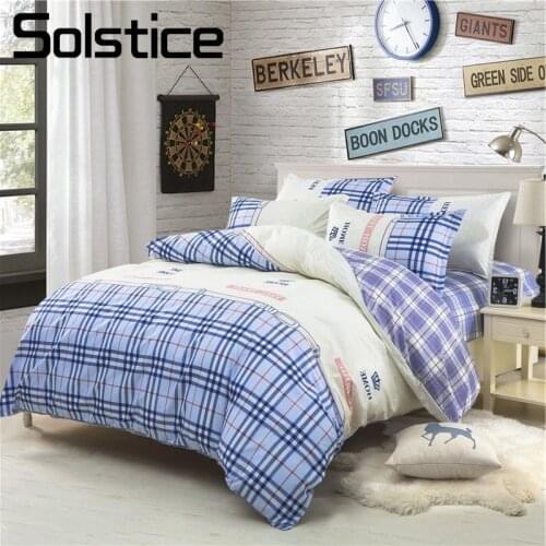 Solstice Home Textiles Bedding Sets Fashion Plaid Printing Autumn Winter Warm Duvet Cover Pillowcase Twin Full Queen King Size