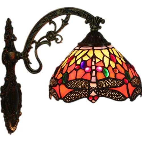 Tiffany European Style Retro Creative Baroque Bar Coffee Shop Western Restaurant Hotel Room Wall Lamp E27 AC 110V 220V