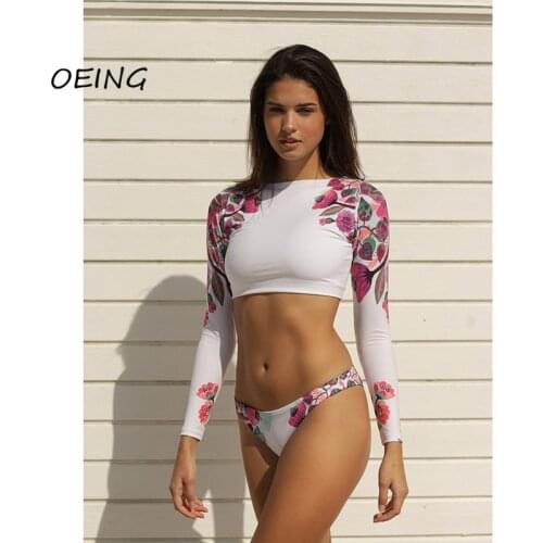 Long Sleeve Swimsuit Print Women Bathing Suit 2021 Sexy Surf Swimsuit Women